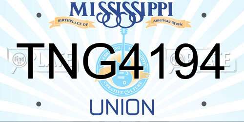 TNG4194 Mississippi License Plate