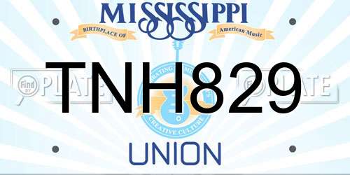 TNH829 Mississippi License Plate