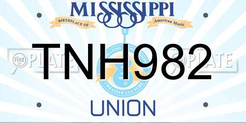 TNH982 Mississippi License Plate