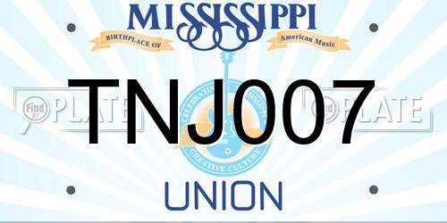 TNJ007 Mississippi License Plate