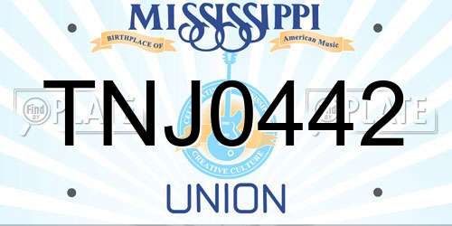 TNJ0442 Mississippi License Plate
