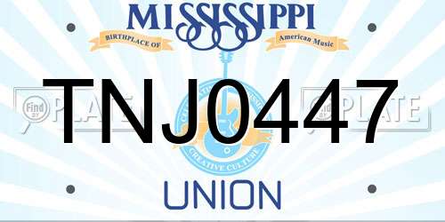 TNJ0447 Mississippi License Plate