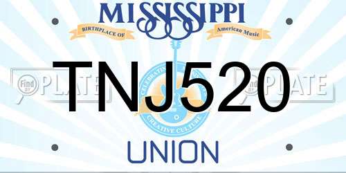 TNJ520 Mississippi License Plate