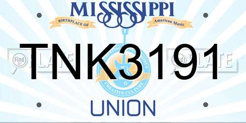 TNK3191 Mississippi License Plate