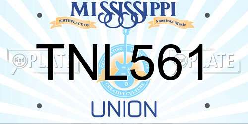 TNL561 Mississippi License Plate