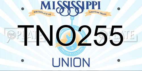 TNO255 Mississippi License Plate