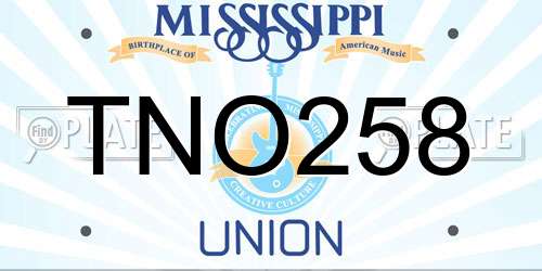 TNO258 Mississippi License Plate