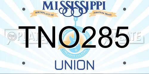 TNO285 Mississippi License Plate