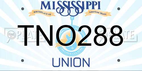 TNO288 Mississippi License Plate