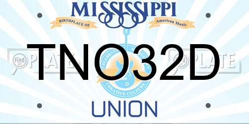 TNO32D Mississippi License Plate