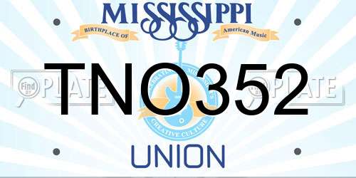 TNO352 Mississippi License Plate