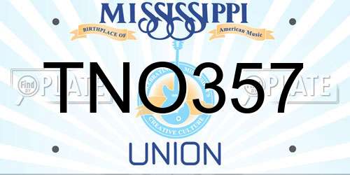 TNO357 Mississippi License Plate