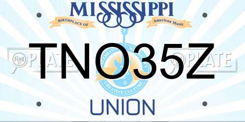 TNO35Z Mississippi License Plate