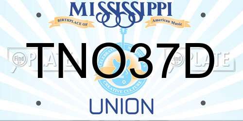 TNO37D Mississippi License Plate
