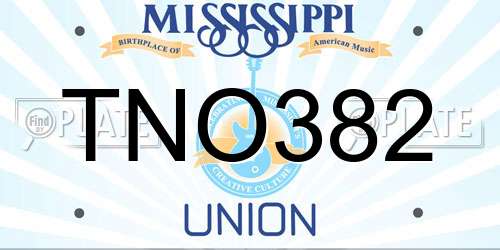 TNO382 Mississippi License Plate