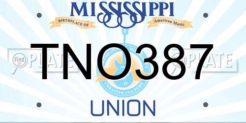 TNO387 Mississippi License Plate