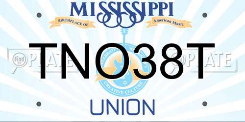 TNO38T Mississippi License Plate