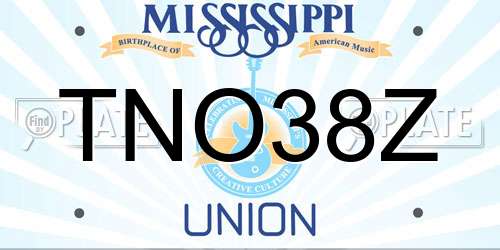 TNO38Z Mississippi License Plate