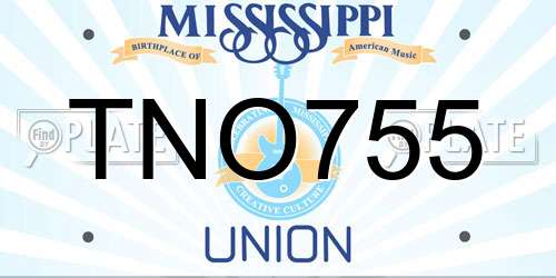 TNO755 Mississippi License Plate