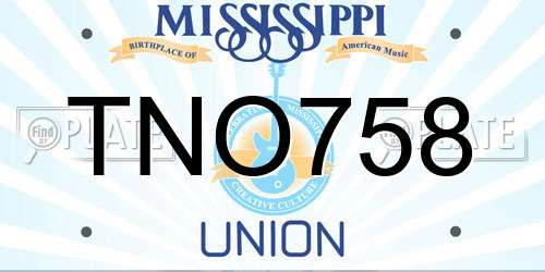 TNO758 Mississippi License Plate