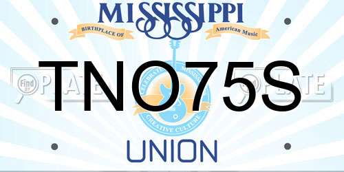 TNO75S Mississippi License Plate