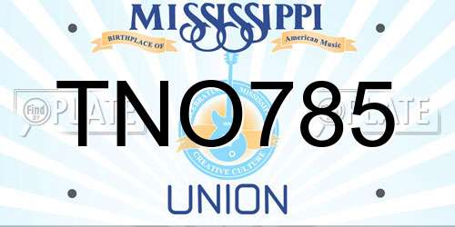 TNO785 Mississippi License Plate