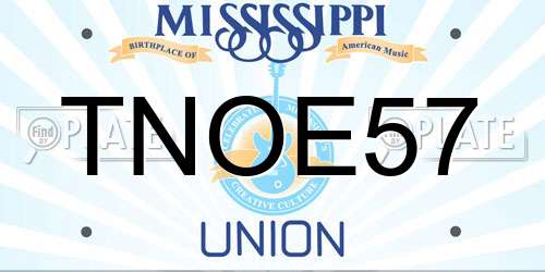 TNOE57 Mississippi License Plate