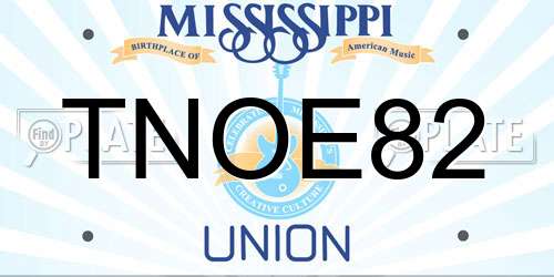 TNOE82 Mississippi License Plate