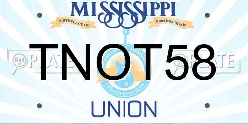 TNOT58 Mississippi License Plate