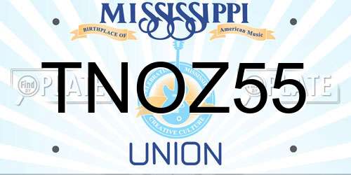 TNOZ55 Mississippi License Plate