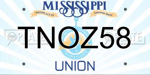 TNOZ58 Mississippi License Plate