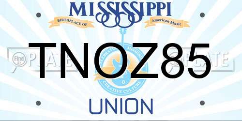 TNOZ85 Mississippi License Plate