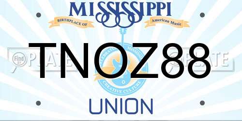 TNOZ88 Mississippi License Plate