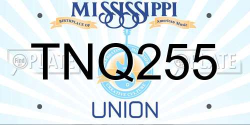 TNQ255 Mississippi License Plate