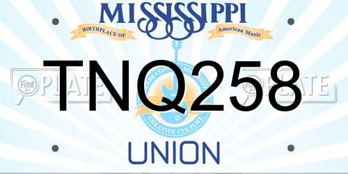 TNQ258 Mississippi License Plate