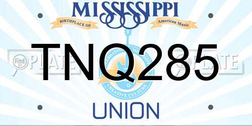 TNQ285 Mississippi License Plate