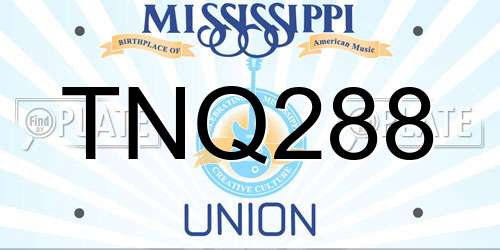 TNQ288 Mississippi License Plate