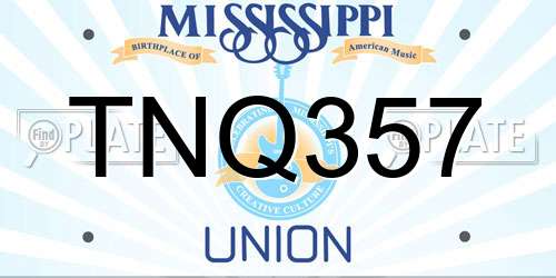 TNQ357 Mississippi License Plate