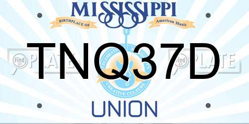 TNQ37D Mississippi License Plate