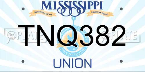 TNQ382 Mississippi License Plate