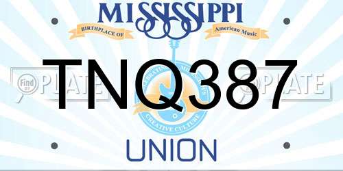 TNQ387 Mississippi License Plate