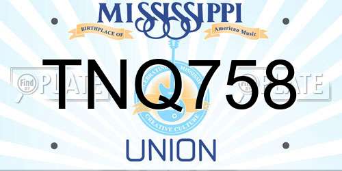 TNQ758 Mississippi License Plate