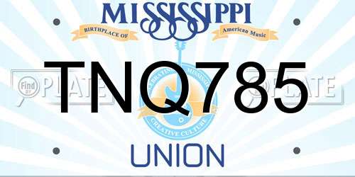 TNQ785 Mississippi License Plate