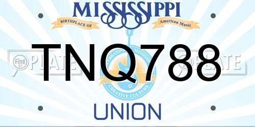 TNQ788 Mississippi License Plate