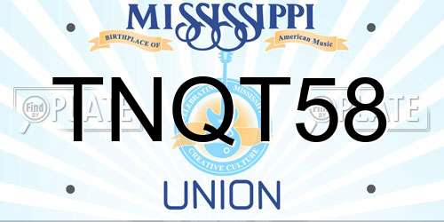 TNQT58 Mississippi License Plate
