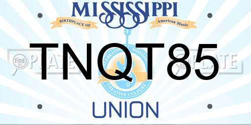TNQT85 Mississippi License Plate