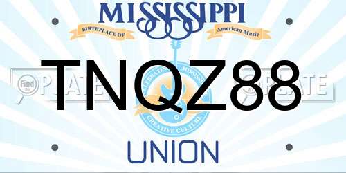TNQZ88 Mississippi License Plate