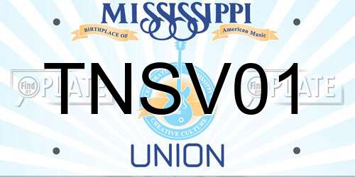 TNSV01 Mississippi License Plate