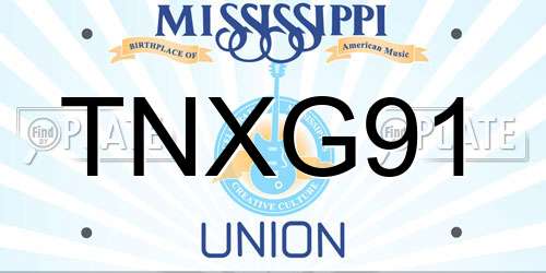 TNXG91 Mississippi License Plate