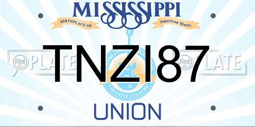 TNZI87 Mississippi License Plate